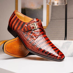 Men's Cognac Genuine Caiman Alligator Leather Dress Shoes, Formal & Luxury, Marco Di Milano Rovigo