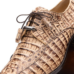 Men's Tan Caiman Alligator Leather Derby Shoes - Marco Di Milano Apricena