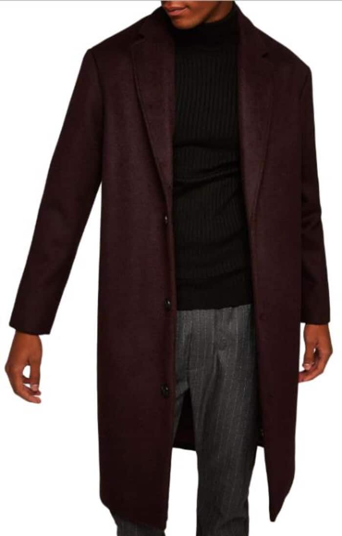 Men's Burgundy Wool Blend Overcoat - Double & Single Breasted Options