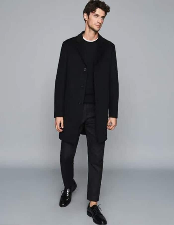 Men's Black Wool Overcoat - Warm Winter Coat