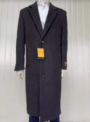 Men's Black Wool & Cashmere Overcoat - Full Length Winter Coat