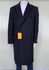 Men's Black Wool & Cashmere Overcoat - Full Length Winter Coat