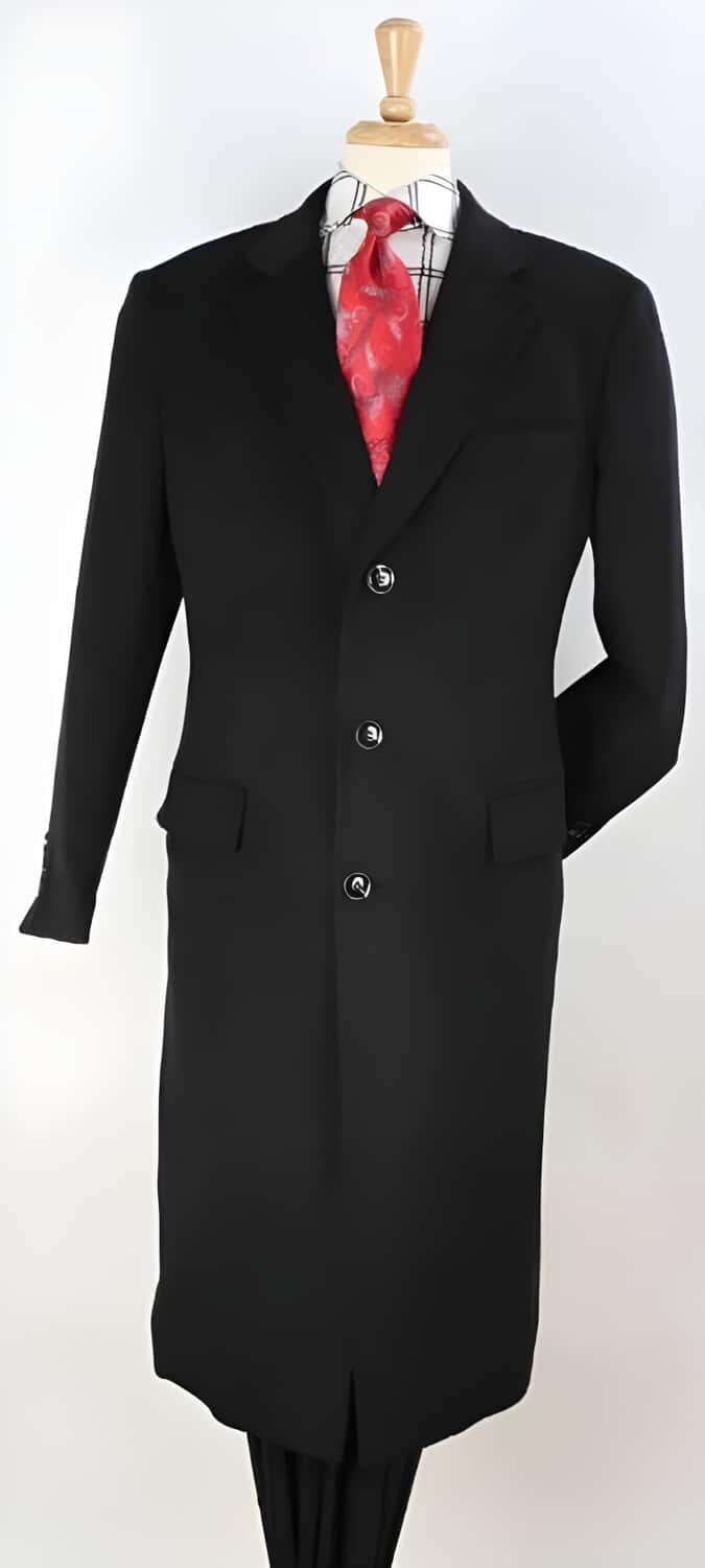 Men's Black Plaid Wool Overcoat - Warm Winter Wool Coat