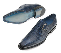 Mezlan Men's Blue Crocodile Leather Formal Dress Shoes