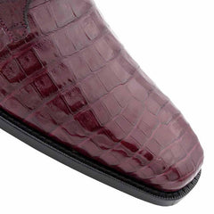 Mezlan Men's Burgundy Alligator J-Toe Cowboy Boots - Anderson Oxford Western Dress Boots