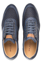 Men's Mezlan Blue Patina Suede Leather Dress Sneakers