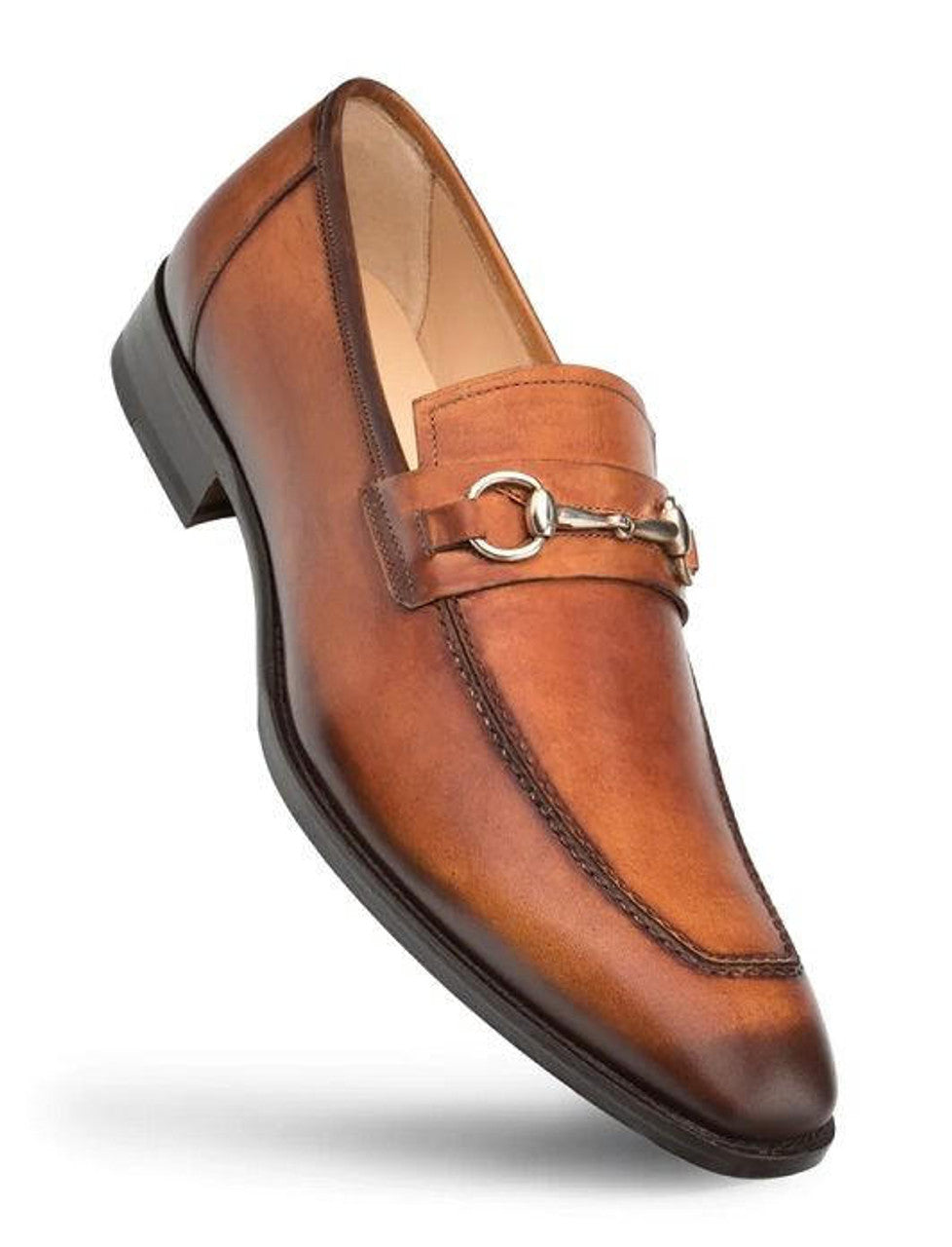 Mezlan Men's Cognac Leather Loafers - Rust Slip-On Dress Shoes