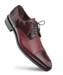 Mezlan Men's Burgundy Leather Cap Toe Oxford Dress Shoes - Soka