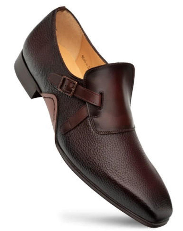 Mezlan Men's Burgundy/Chocolate Leather Slip-On Loafers: Premium Deerskin Aceto Straps