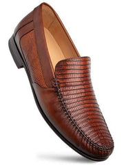 Mezlan Men's Leather Loafers - Cognac Lizard & Napa Moccasins