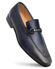 Mezlan Men's Brunello Leather Bit Loafers - Grey/Navy Two-Tone Calfskin