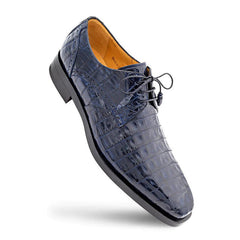 Mezlan Men's Golfo Blue Crocodile Leather Derby Dress Shoes