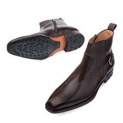 Men's Leather Chelsea Boots: Tobacco Brown Italian Calfskin by Mezlan