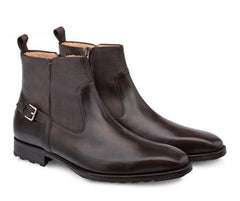 Men's Leather Chelsea Boots: Tobacco Brown Italian Calfskin by Mezlan