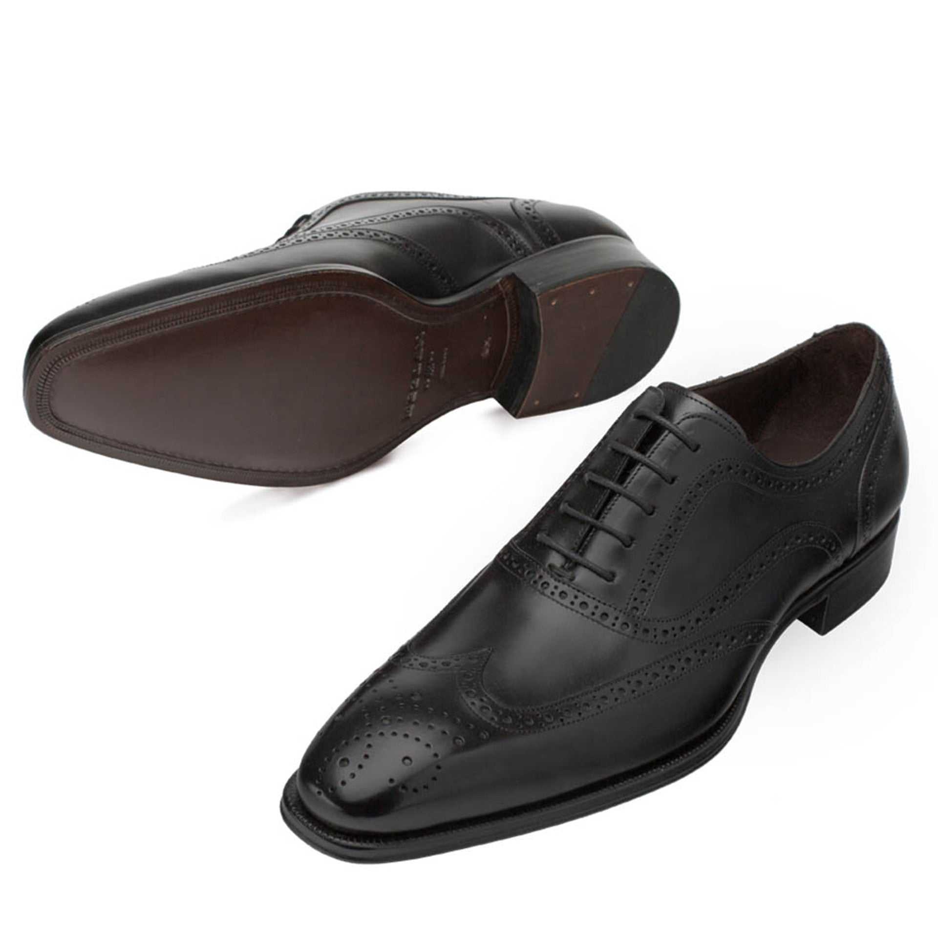 Mezlan Ugalde Men's Black Wingtip Oxford Dress Shoes - Genuine Calfskin Leather