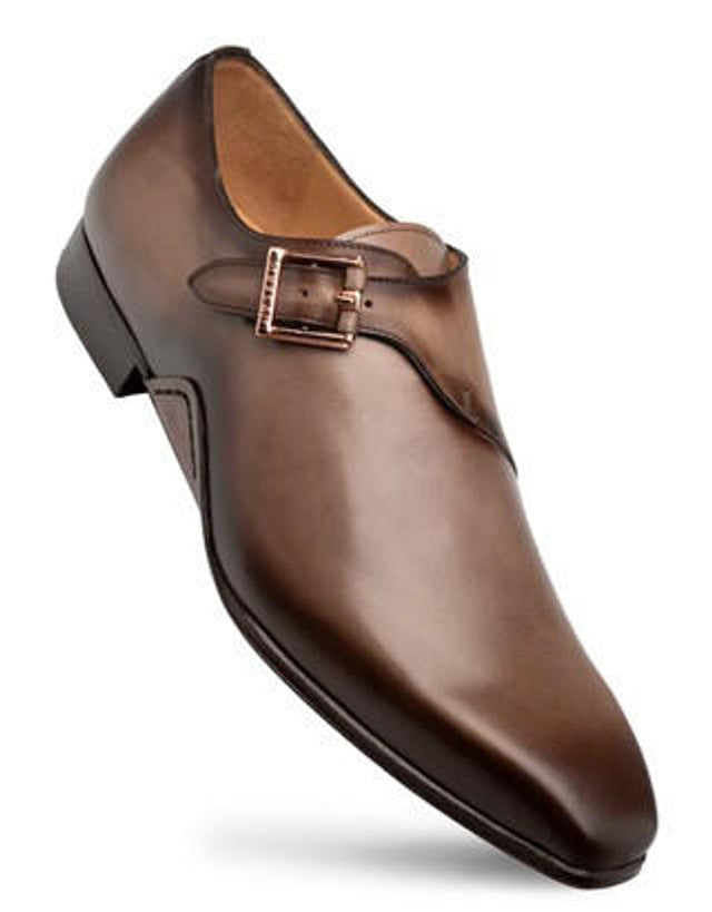 Mezlan Men's Taupe Leather Monk Strap Dress Shoes