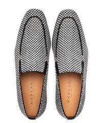 Mezlan Men's Woven Loafers - Black & White Patterned Dress Shoes