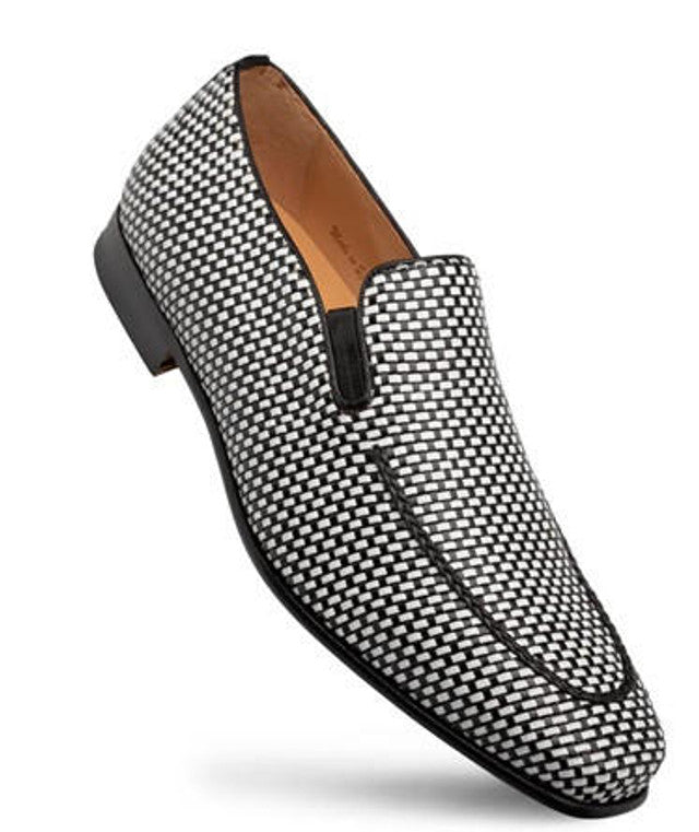 Mezlan Men's Woven Loafers - Black & White Patterned Dress Shoes