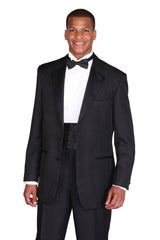 Classic Black Men's Tuxedo - 2 Button Poly Suit - Formal, Wedding, Prom