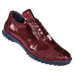 Genuine Ostrich Leather Sneakers - Burgundy/Wine Red