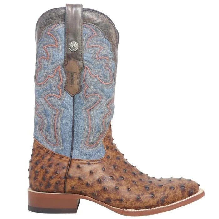 Men's Genuine Ostrich Leather Boots - Western Cowboy Ankle Boots - 3 Colors