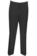 Men's Black Slim Fit Dress Pants - Wool Blend Flat Front Slacks