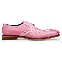 Men's Pink Caiman Crocodile Leather Dress Shoes - Belvedere Valter Rose