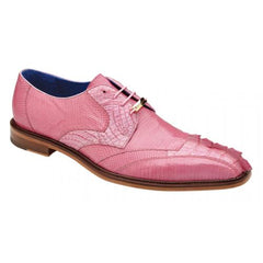 Men's Pink Caiman Crocodile Leather Dress Shoes - Belvedere Valter Rose