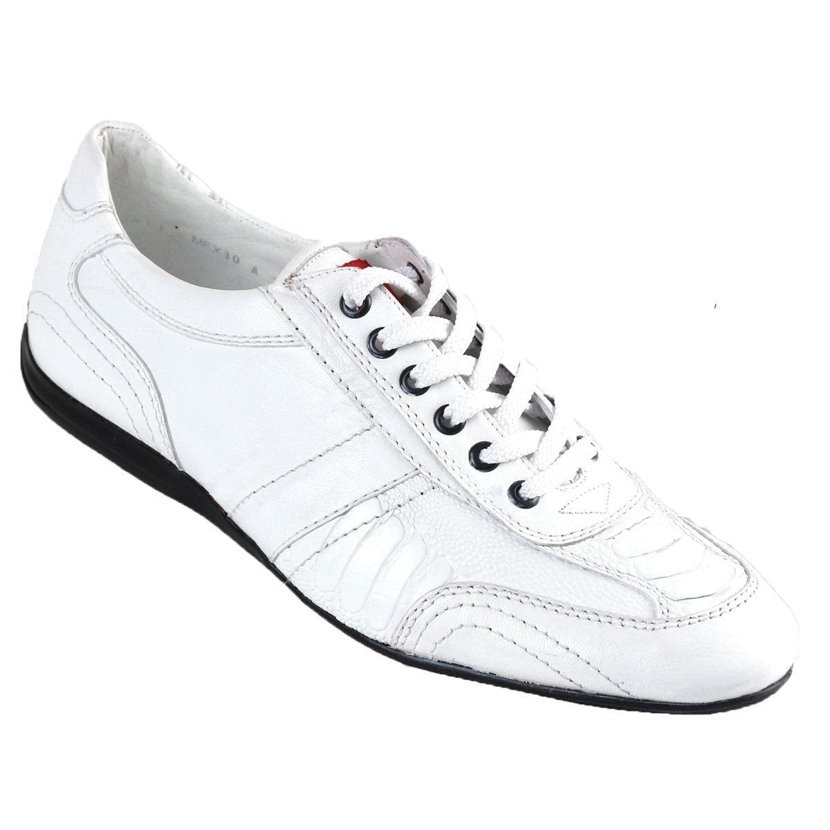 White Ostrich Leg Leather Sneakers